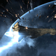 Hurricane-Class Battlecruisers converge on a Titan.